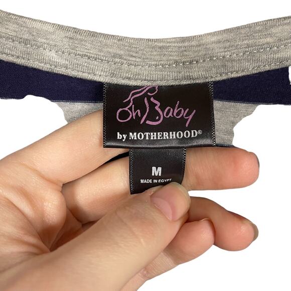 Oh Baby Motherhood Size M Striped 3/4 Sleeve Top Scoop Neck Casual Blue Gray - Picture 4 of 6